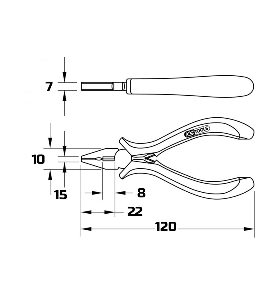Dimensions pince coupante